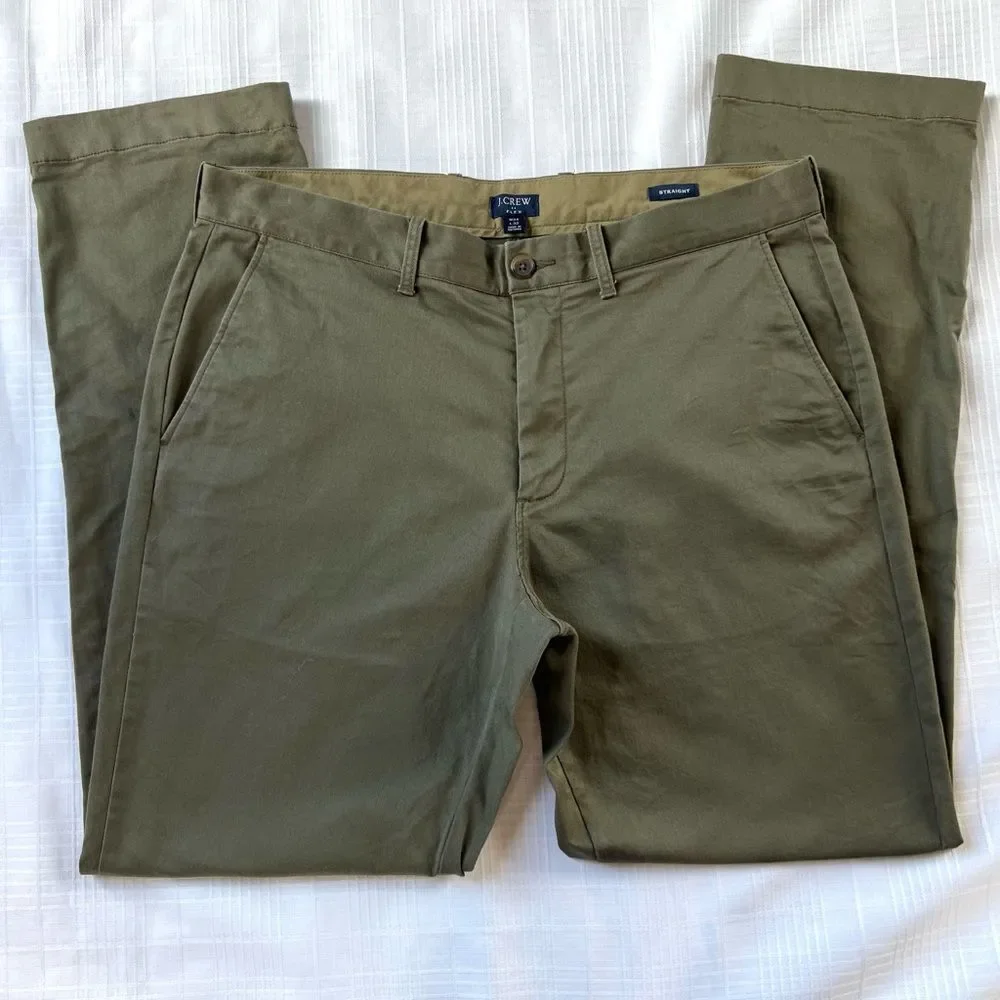 J. Crew Urban Khaki Chinos Straight Flex Timeless Neutral Men's Pants SZ 34x32